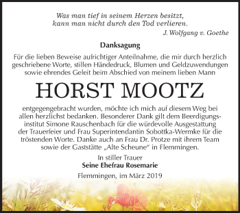 Traueranzeige von Horst Mootz von Mitteldeutsche Zeitung