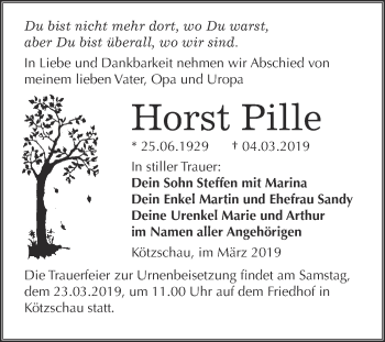 Traueranzeige von Horst Pille von Super Sonntag Merseburg