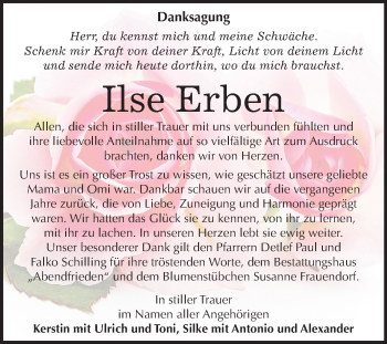 Traueranzeige von Ilse Erben von Mitteldeutsche Zeitung