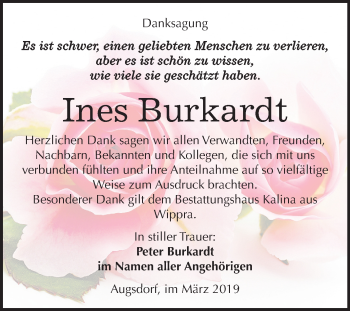 Traueranzeige von Ines Burkardt von Mitteldeutsche Zeitung