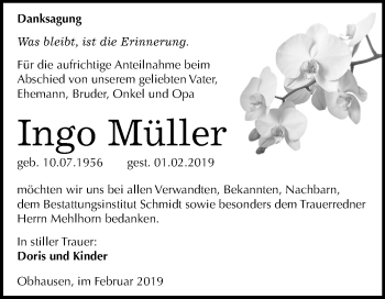 Traueranzeige von Ingo Müller von Mitteldeutsche Zeitung Merseburg/Querfurt