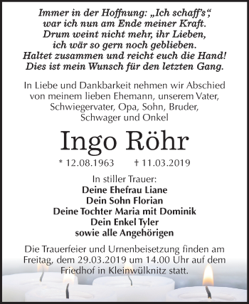 Traueranzeige von Ingo Röhr von Mitteldeutsche Zeitung