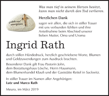 Traueranzeige von Ingrid Rath von Mitteldeutsche Zeitung