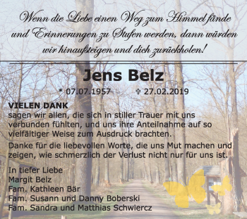 Traueranzeige von Jens Belz von Mitteldeutsche Zeitung