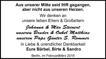 Traueranzeige von Johanna und Max Steinert von Mitteldeutsche Zeitung Zeitz