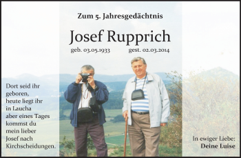 Traueranzeige von Josef Rupprich von Mitteldeutsche Zeitung