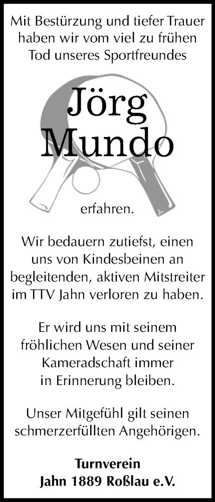  Traueranzeige für Jörg Mundo vom 02.03.2019 aus Mitteldeutsche Zeitung