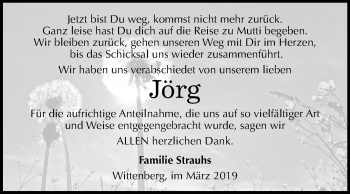 Traueranzeige von Jörg Strauhs von Mitteldeutsche Zeitung