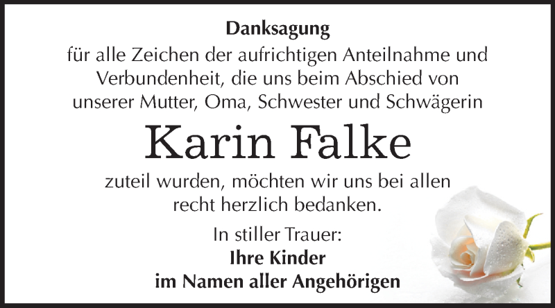  Traueranzeige für Karin Falke vom 16.03.2019 aus Mitteldeutsche Zeitung Zeitz