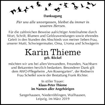 Traueranzeige von Karin Thieme von Mitteldeutsche Zeitung Sangerhausen
