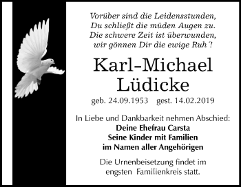 Traueranzeige von Karl-Michael Lüdicke von Mitteldeutsche Zeitung Merseburg/Querfurt