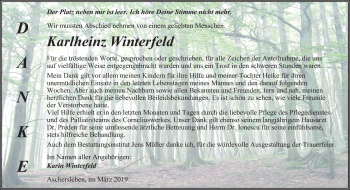 Traueranzeige von Karlheinz Winterfeld von Mitteldeutsche Zeitung