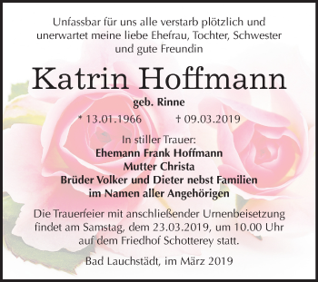 Traueranzeige von Katrin Hoffmann von Mitteldeutsche Zeitung