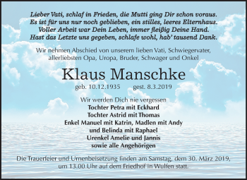 Traueranzeige von Klaus Hanschke von Mitteldeutsche Zeitung