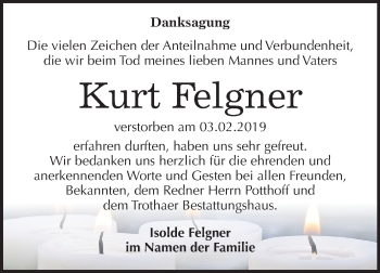 Traueranzeige von Kurt Felgner von Mitteldeutsche Zeitung Halle/Saalkreis