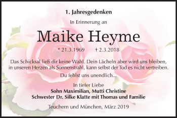 Traueranzeige von Maike Heyme von Mitteldeutsche Zeitung