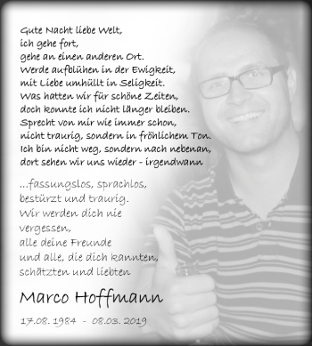 Traueranzeige von Marco Hoffmann von Mitteldeutsche Zeitung Zeitz