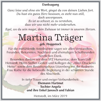 Traueranzeige von Martina Träger von Mitteldeutsche Zeitung