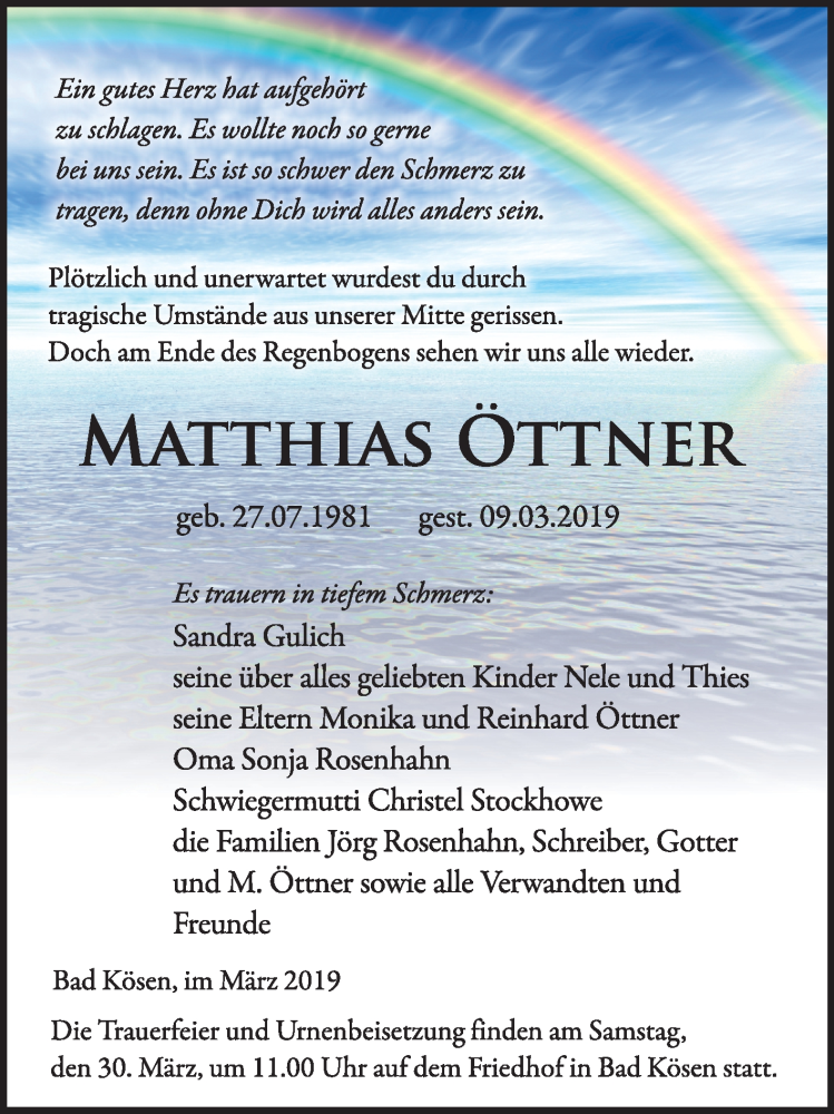  Traueranzeige für Matthias Öttner vom 14.03.2019 aus Mitteldeutsche Zeitung