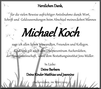 Traueranzeige von Michael Koch von Mitteldeutsche Zeitung Aschersleben