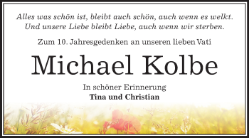 Traueranzeige von Michael Kolbe von Mitteldeutsche Zeitung