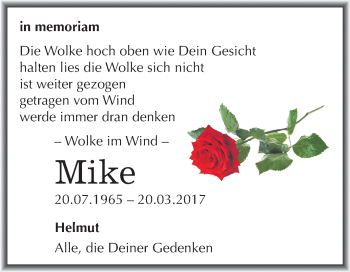 Traueranzeige von Mike Reifarth von Mitteldeutsche Zeitung Halle/Saalkreis