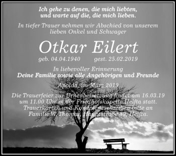 Traueranzeige von Otkar Eilert von Mitteldeutsche Zeitung