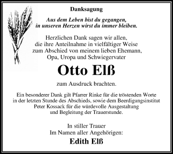 Traueranzeige von Otto Elß von Mitteldeutsche Zeitung