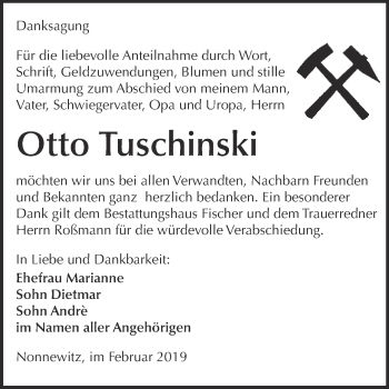 Traueranzeige von Otto Tuschinski von WVG - Wochenspiegel NMB / WSF / ZTZ