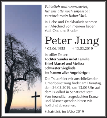 Traueranzeige von Peter Jung von WVG - Wochenspiegel Merseburg