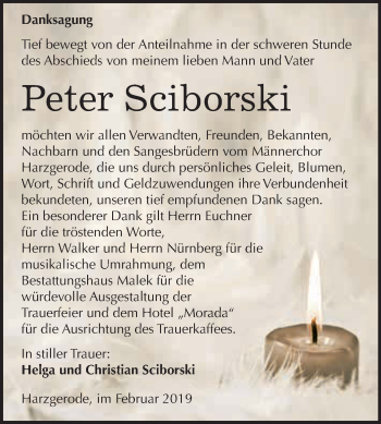 Traueranzeige von Peter Sciborski von WVG - Wochenspiegel Quedlinburg