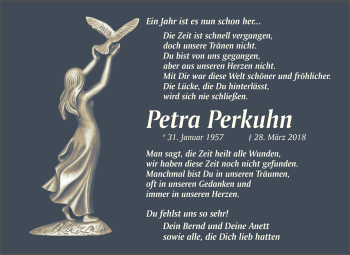 Traueranzeige von Petra Perkuhn von Mitteldeutsche Zeitung Quedlinburg