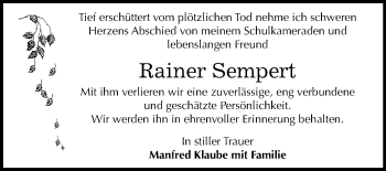 Traueranzeige von Rainer Sempert von Mitteldeutsche Zeitung Bernburg