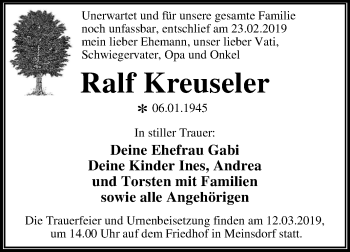 Traueranzeige von Ralf Kreuseler von Mitteldeutsche Zeitung