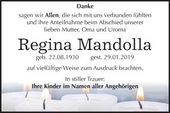 Traueranzeige von Regina Mandolla von Mitteldeutsche Zeitung Bitterfeld