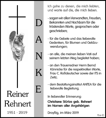 Traueranzeige von Reiner Rehnert von WVG - Wochenspiegel NMB / WSF / ZTZ