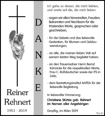 Traueranzeige von Reiner Rehnert von Mitteldeutsche Zeitung Zeitz
