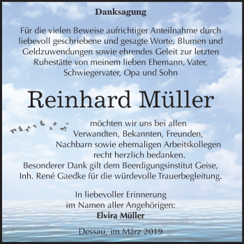 Traueranzeige von Reinhard Müller von Mitteldeutsche Zeitung