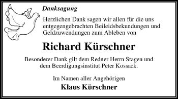 Traueranzeige von Richard Kürschner von Mitteldeutsche Zeitung