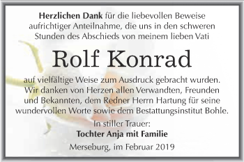 Traueranzeige von Rolf Konrad von Super Sonntag Merseburg