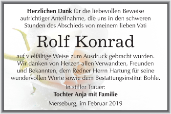 Traueranzeige von Rolf Konrad von Mitteldeutsche Zeitung Merseburg/Querfurt