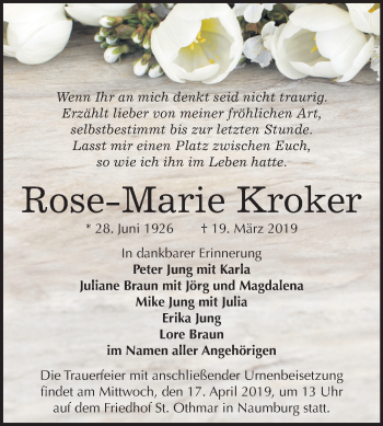 Traueranzeige von Rose-Marie Kroker von Mitteldeutsche Zeitung
