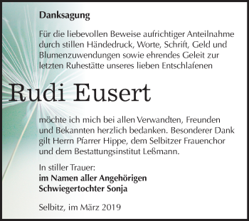 Traueranzeige von Rudi Eusert von Mitteldeutsche Zeitung