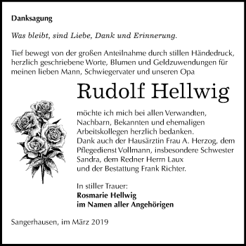 Traueranzeige von Rudolf Hellwig von Mitteldeutsche Zeitung