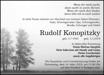 Traueranzeige von Rudolf Konopitzky von Mitteldeutsche Zeitung Köthen