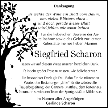 Traueranzeige von Siegfried Scharon von Mitteldeutsche Zeitung