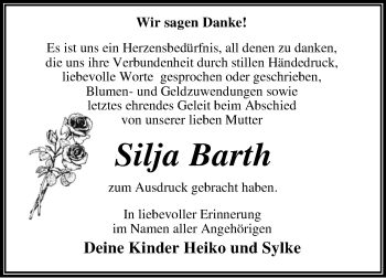 Traueranzeige von Silja Barth von WVG - Wochenspiegel Dessau / Köthen