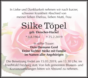 Traueranzeige von Silke Töpel von Mitteldeutsche Zeitung Weißenfels
