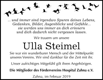 Traueranzeige von Ulla Steimel von Mitteldeutsche Zeitung