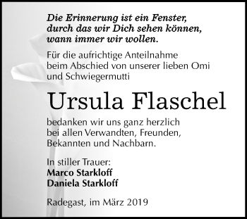 Traueranzeige von Ursula Flaschel von Mitteldeutsche Zeitung Köthen